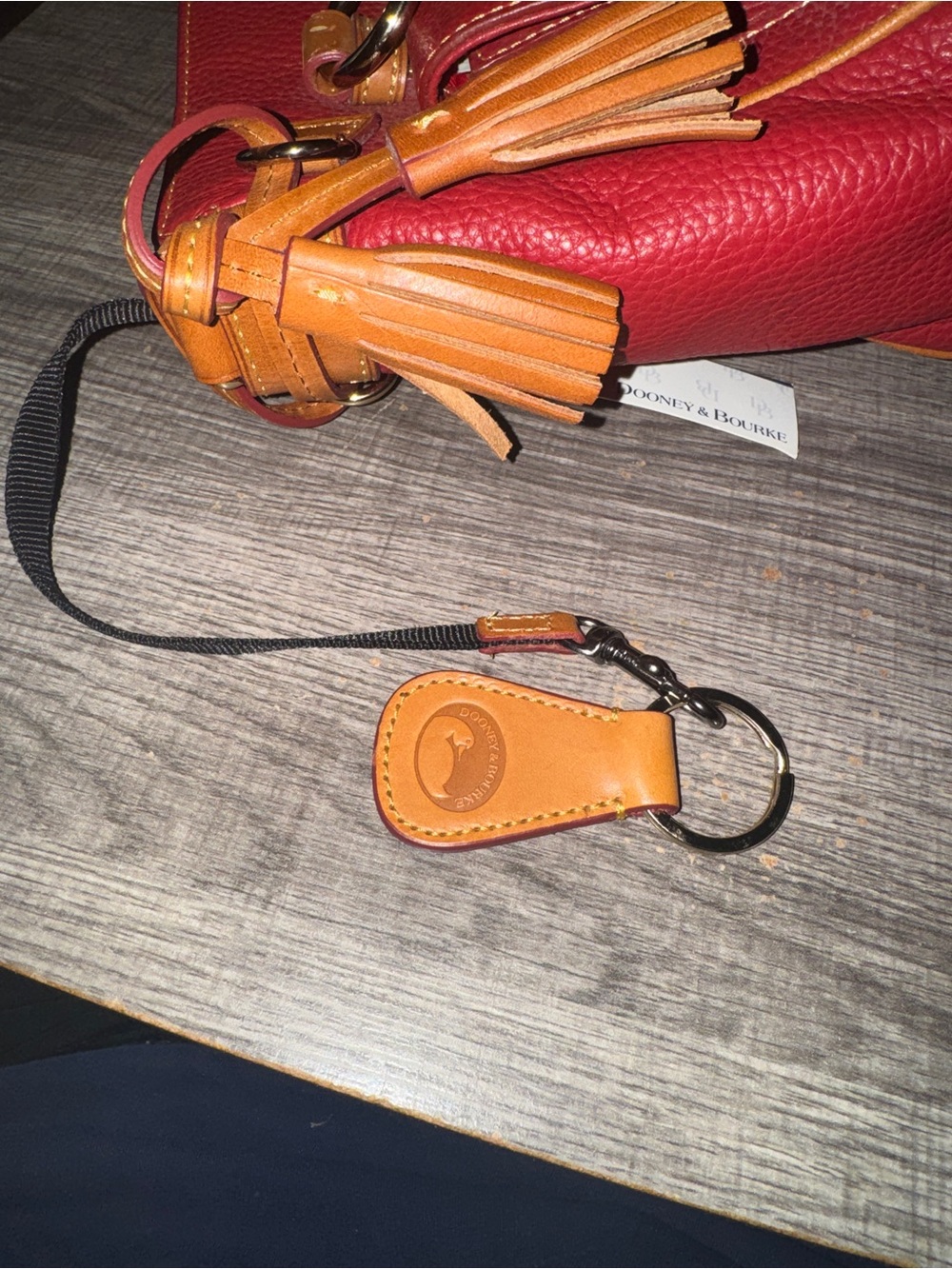 Dooney & Bourke Red and Brown Satchel with dust bag. - Picture 8 of 9